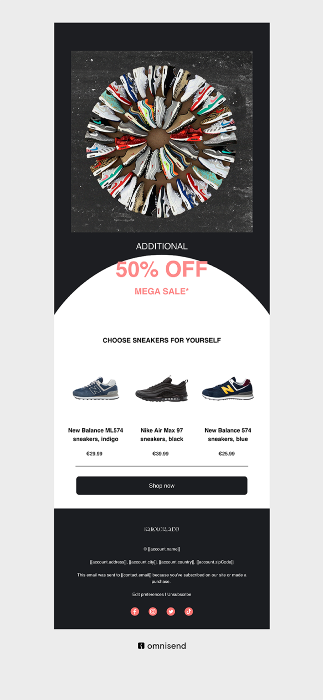 Newsletter template. Shoes