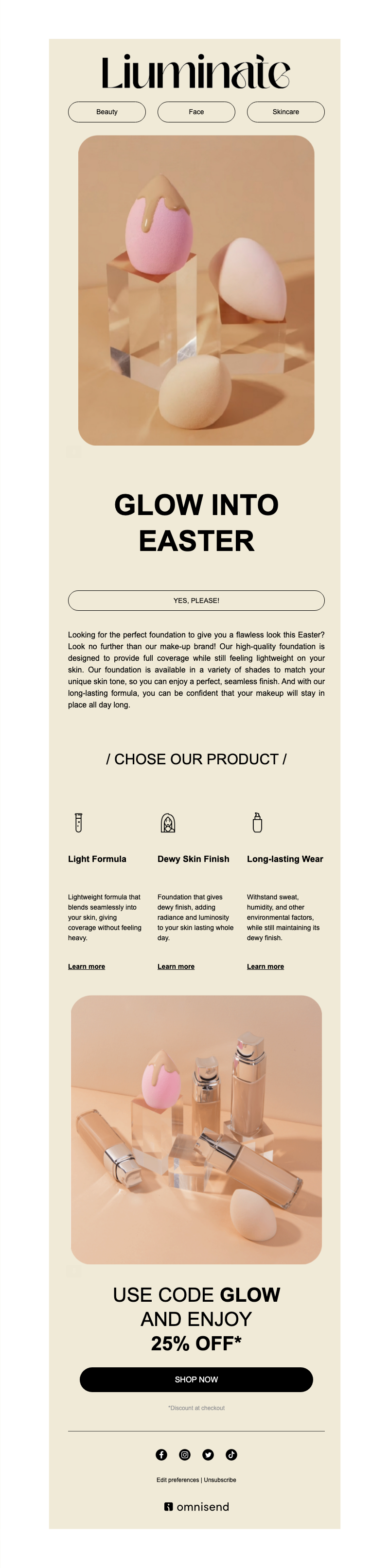 Easter email newsletter template | Omnisend
