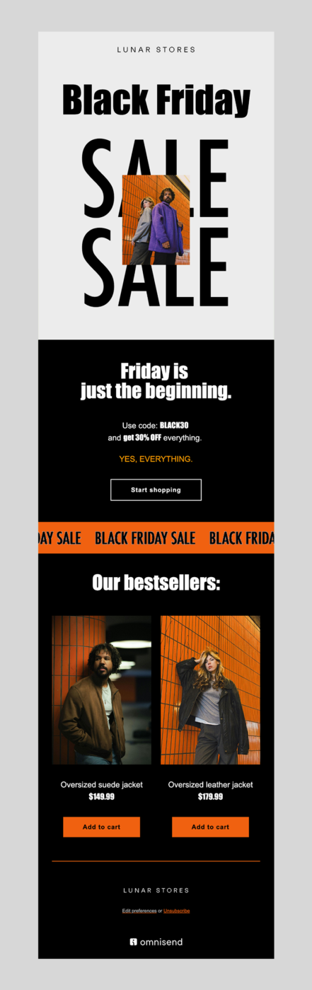 black friday email newsletter