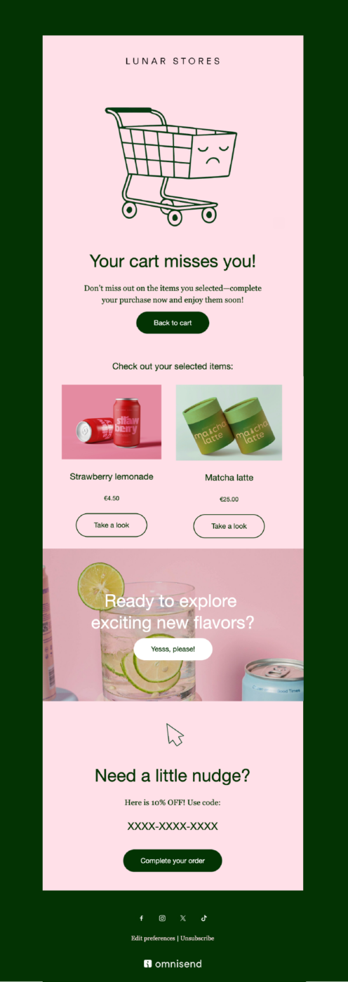abandoned cart email template