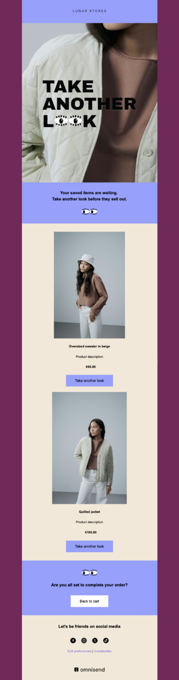 Abandoned cart email template