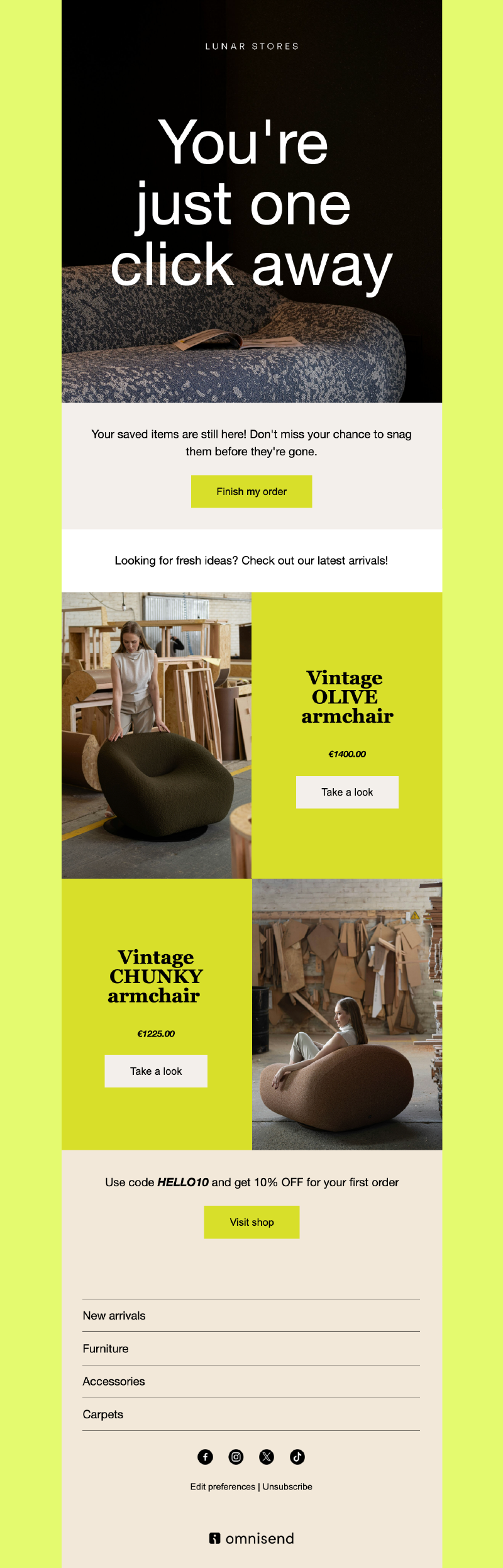 Abandoned cart newsletter template | Automation